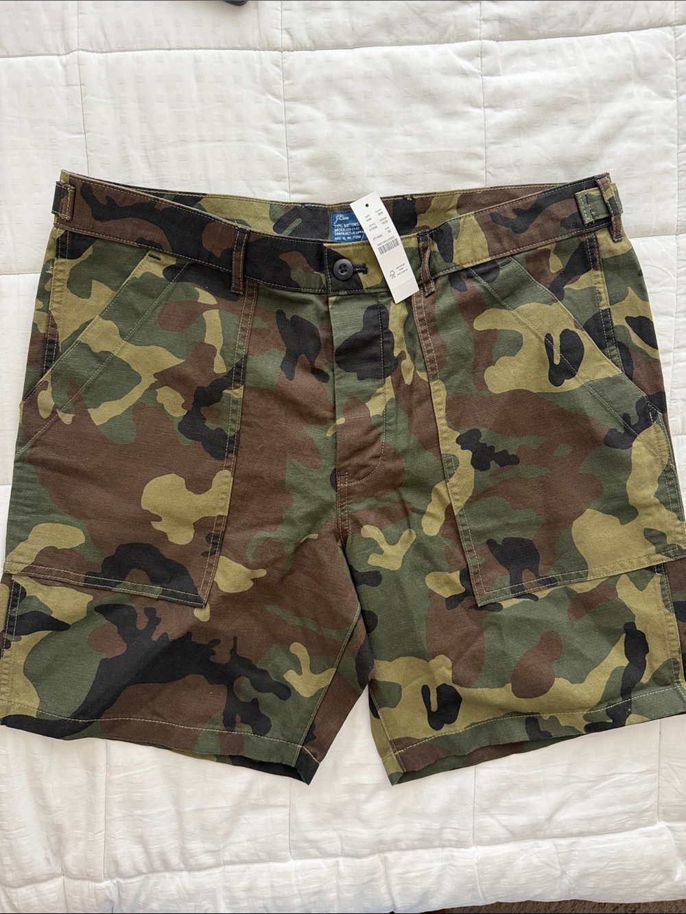 J. Crew Men's Camouflage Cargo Shorts - Olive/Brown/Black